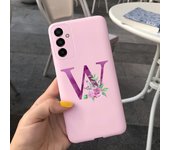 For Samsung Galaxy M23 5G Case Letter A To Z Liquid Silicone Luxury Phone Case For Samsung M23 SM-M236B Soft Matte Back Cover