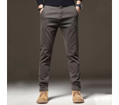Autumn Winter Men's Elastic Straight Leg Thicken Pants Basic Streetwear Narrow Leg Casual Pants Daily High Waisted Trousers Male