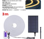 IP67 Waterproof Neon Light Solar Lamp 12V 120Leds/M Neon Strip 3000K 6000K White Red Green Blue Flexible Ribbon Rope LED Light