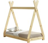 pequeños Cama Infantil 160 x 80cm Estructura Tipi de Madera Pino Blanco