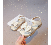 Girls Bow-knot Sandals Princess Sweet with Sequins Fashion 2025 Brand New Kids Summer Beach Shoes Open Toes Simple Classic Chic