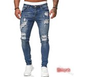Tattered pipe pants embroidered with men's jeans