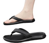 Zapatos de los hombres chanclas verano clip dedos fondo plano superficie de cuero de vaca al aire libre ocio playa sandalias zapatillas