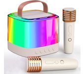 Mini Karaoke Machine for Kids Adults, Portable Bluetooth Karaoke Speaker with 2 Wireless Mics and LED Color Lights, Party, Christmas Birthday Gifts Toys for Girls/Boys Ages 3-12+
