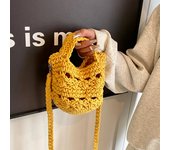 New Summer Weaving Beach Bag Solid Color Korean Style Crochet Shoulder Bag Knitting Vacation Women's Handbags Travel