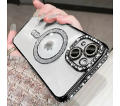 Nueva funda transparente de diamante brillante a la moda para iPhone 16E 15 14 13 11 12 Pro Max 16 Plus cubierta de parachoques de carga inalámbrica magnética