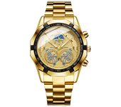 Moda negocios automático hombre reloj luminoso impermeable calado reloj de cuarzo