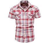 AIOPESON 100% Cotton Plaid Shirt Men Fashion Brand Quality Short Sleeve Checkered Shirt Man Social Business Summer Men Clothing