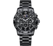Reloj automático no mecánico correa de acero para hombres negocios waterproof reloj de cuarzo