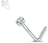 ZS 1 Piece 1.5/2/3MM AAAAA Cubic Zircon Nose Stud 18K Siver Plated Nose Piercings Retainer L Shape Nostril Piercing Jewelry 20g
