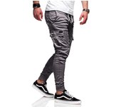 Pantalones Deportivos Cargo Hombre Pantalones para Correr Pantalón para Ejercicio Casual Cintura Elástica con Cordón Multibolsillo para Fitness