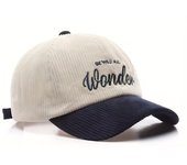 Elegant neutral two-tone corduroy baseball cap with magical embroidery - Ideal gift for outdoor enthusiasts, perfect for casual
