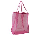 Portable Beach Mesh Bag Fashion Reusable Mesh Tote Bag Mesh Shoulder Bag Shopping Bag Handbag