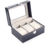WellZone Watch Organizer Men With 4 Grids Double-Deck Jewelry Case Box Display Best Holiday Gift For Girl Friend