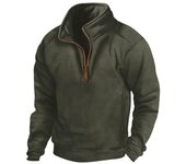 Men's new stand up collar half zipper tactical sweater sports pullover long sleeved polo shirt