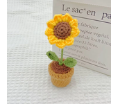 Hand Knitting Potted Plants Hand-woven Rose Sunflower Tulip Crochet Flower Auto Interior Accessories Car Decoration Ornaments