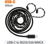 Black 16 Core Earphone Cable GoDazzle 2.5/3.5/4.4mm Usb C to MMCX SE215 535 UE900S Plated Copper Replace Upgrade Balanced Cable