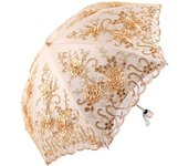 Honeystore Vintage Lace UV Sun Parasol Folding 3D Flower Embroidery Umbrella