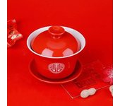 Change Mouth Set with a Pair of Dishes and Chopsticks, Red Joyful Bowls, Bridal Tea Set, Wedding Wine Cup