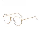 Nuevas gafas de sol polarizadas poligonales con estilo, montura de gafas anti-azules de metal