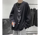 Trendy Ins Spring And Autumn Long-Sleeved Printed T-Shirt Boys Trend Inner Bottoming Shirt Trendy Brand Hong Kong Style Loose All-Matching Top