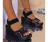 Sandalias tacón alto con cuña para mujer, zapatos informales de verano