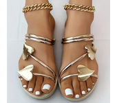 Sandalias planas elegantes con forma de corazón para mujer, zapatillas con punta abierta, zapatos antideslizantes, chanclas de playa para exteriores, sandalias para mujer