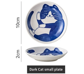 Plato de salsa de postre de cerámica de estilo japonés, vajilla creativa con bonito dibujo de gato de la suerte, platos de Sushi de fruta con forma de gota de agua