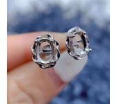 Meibapj-4x6/5x7/6x8/7x9mm inlay, oval gemstone earrings, S-shaped silver configuration, women's DIY exquisite gift jewelry, free