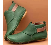 Otoño/Invierno nuevas botas cortas de talla grande para mujer estilo romano botas planas de cuero suave botas de suela de goma de estilo Vintage de moda