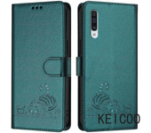 For Samsung Galaxy A50 a30s a50s A51 m30s A51 A53 A54 5G funda protectora de gatito impresa en piel multifuncional