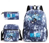 messi printed backpack set children's school bag shoulder bag pencil case 3-piece set suitable for boys and girls