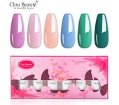 Clou Beaute 8ml Gift Set Kit UV LED Gel Varnish Soak Off Nail Art Gel Nail Polish Pure Nail Color Base Coat No Wipe Top Coat