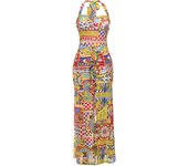 BUNO-Vestido de Color callejero de Europa de verano, vestido caliente dividido con cuello colgante, vestido de estilo de fiesta
