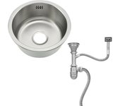Fregadero redondo de acero inoxidable para camping, diámetro de 41 cm, de acero inoxidable, con filtro y alcantarillado