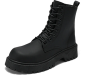 Hombres Botas De Herramientas De Locomotora Negra Botas De Cuero Informales Impermeables De Cuero Suave De Caña Alta