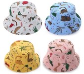 Los niños sombrero protector solar dinosaurio sombrero de playa Bebé cubo tapa cuero cabelludo Protección infantil protector solar pescador tapa niño Panamá sol tapa