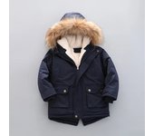 2 3 4 5 6 7 Year Winter Boys Jacket Windbreaker Keep Warm Thicken Fur Collar Girls Coat Hooded Children's Outerwear Kids Clothes