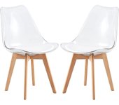 Pack de 4 Sillas de Comedor Sillas Cocina Nórdico con Asiento Tapizado y Las piernas de Madera de Haya Maciza, Blanco