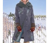 New Autumn and Winter European and American Women's Clothing Mid-length Printed Tops Long-sleeved Woolen Coat