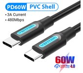 Vention 100W USB C To USB Type C Cable USBC PD Fast Charger Cord USB-C Typec Cable For Xiaomi mi 10 Pro Samsung S20 Macbook iPad