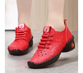 Zapatos de baile de cara blanda con suela de tendón de res de tacón grueso de primavera y otoño para mujer