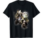 Three Wolves Howl at the Moon Wolf Lover T-Shirt Men's Tee