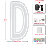 76cm Colorful Illuminated Alphabet Large Light Sign A -Z Alphabet Free Stand Up Neon BABY Party Light Sign,Dimmable and Clear Backer