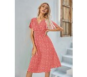 Vestidos de manga corta con estampado floral para mujer, vestido pequeño para verano