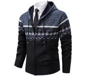 Autumn and winter warm men's jacket hooded men's knitted cardigan with fleece cotton jacket jacket