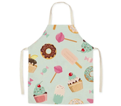 Cartoon Food Print Apron Fruit Pattern Parent-child Sleeveless Apron Linen Stain Resistant Apron Kitchen Cooking Accessories