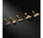 1Pc Trending Ear Piercing Jewelry G23 Titanium Tragus Cartilage Labret Lip Screw Earring Gold Plated Flat Back Stud Earring F136