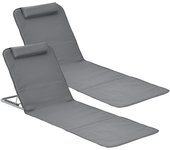 esterillas de Playa Plegable con Cojín y Bolsa de Transporte Respaldo Reclinable en 5 Posiciones Lounge Tela/Acero 143 x 48 cm - Azul