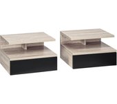 Set de 2 Mesitas de Noche Flotantes con 1 Cajón y Estante Abierto Diseño Moderno Montado en la Pared 35x32x22,5 cm Blanco